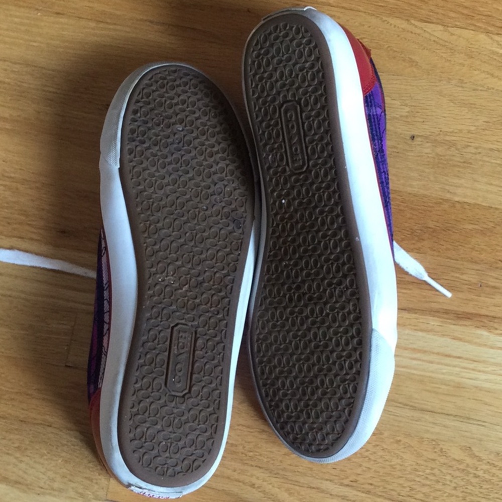 Coach Red and Purple Sneakers with Classic Design - Picture 2 of 8